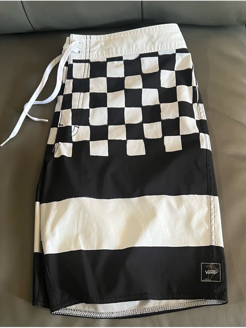 Mens Vans Black and White Checkerboard Swim Shorts
